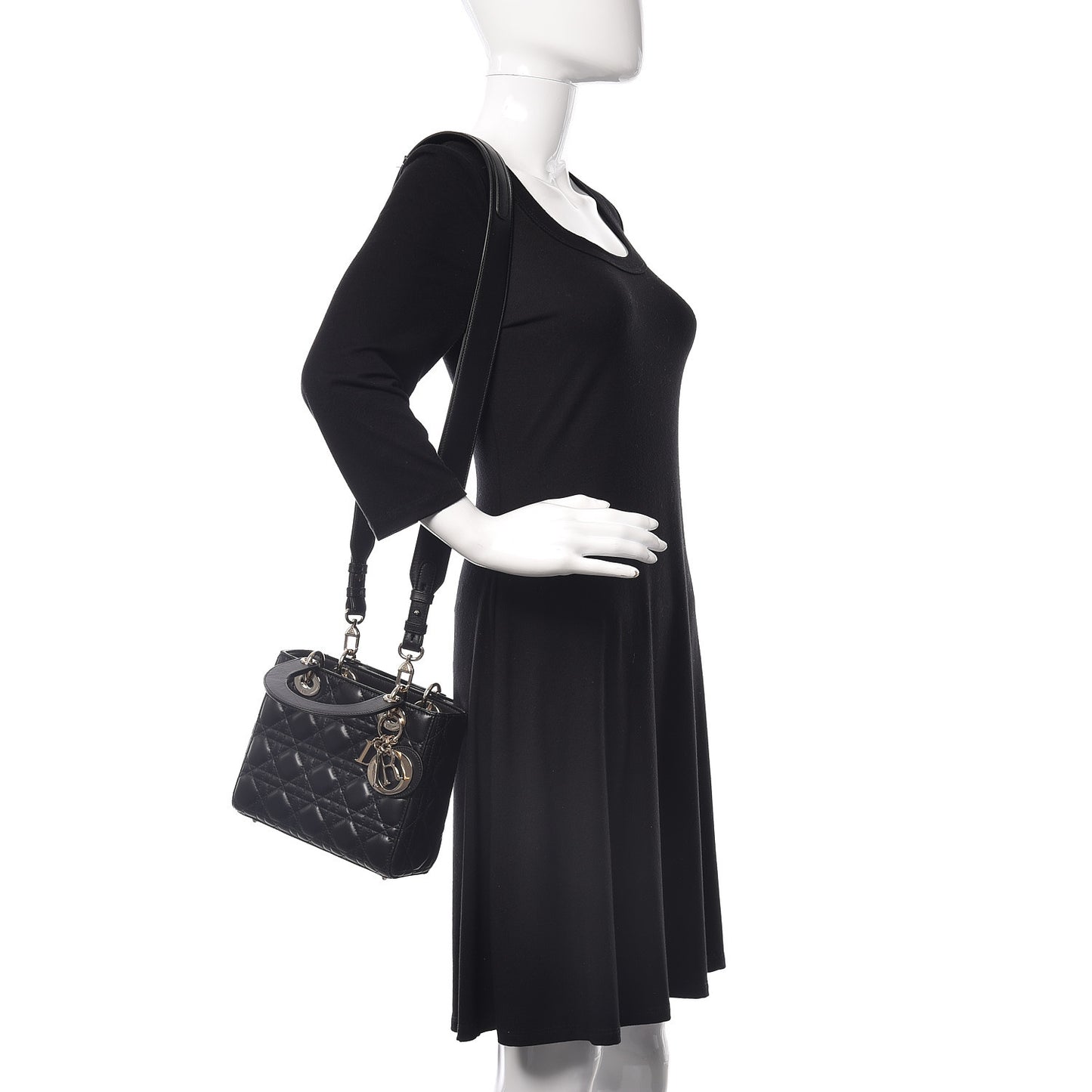 Lambskin Cannage Small Lucky Badges My Lady Dior Black
