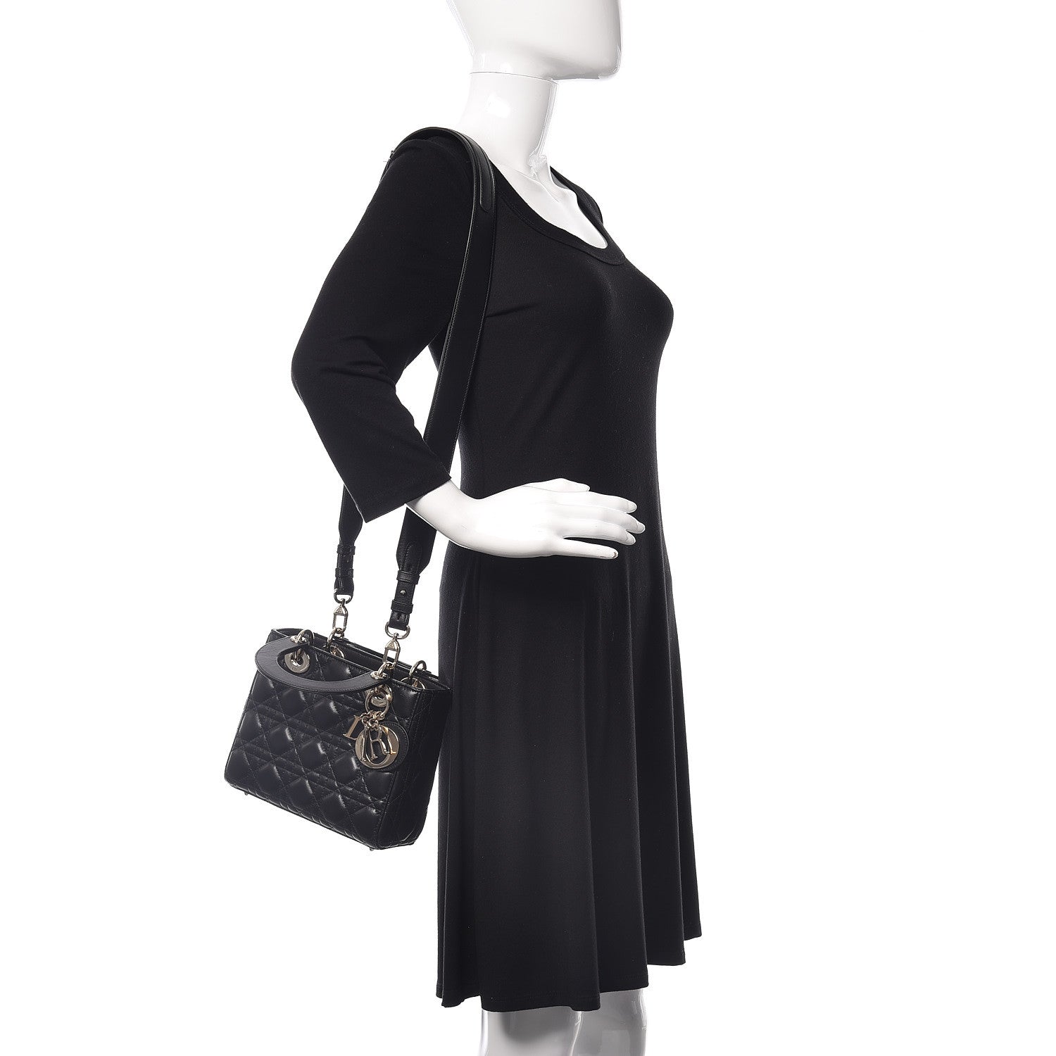 Christian Dior Lambskin Cannage Small Lucky Badges My Lady Dior Black 3 of 11