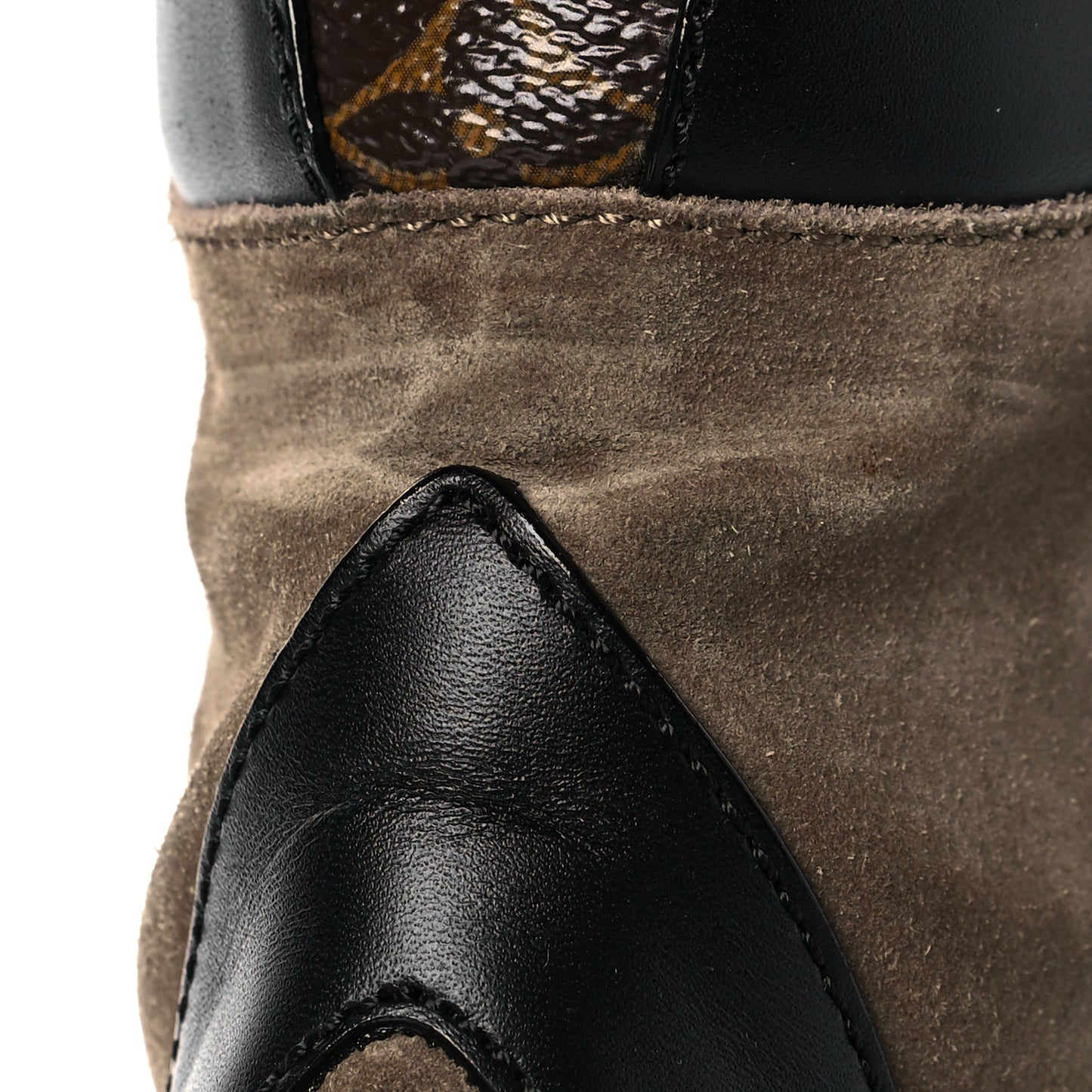 Suede Calfskin Monogram Laureate Platform Desert Boots 35.5 Taupe