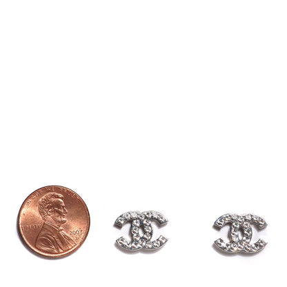 Chanel Crystal Timeless CC Earrings Silver 2 of 5