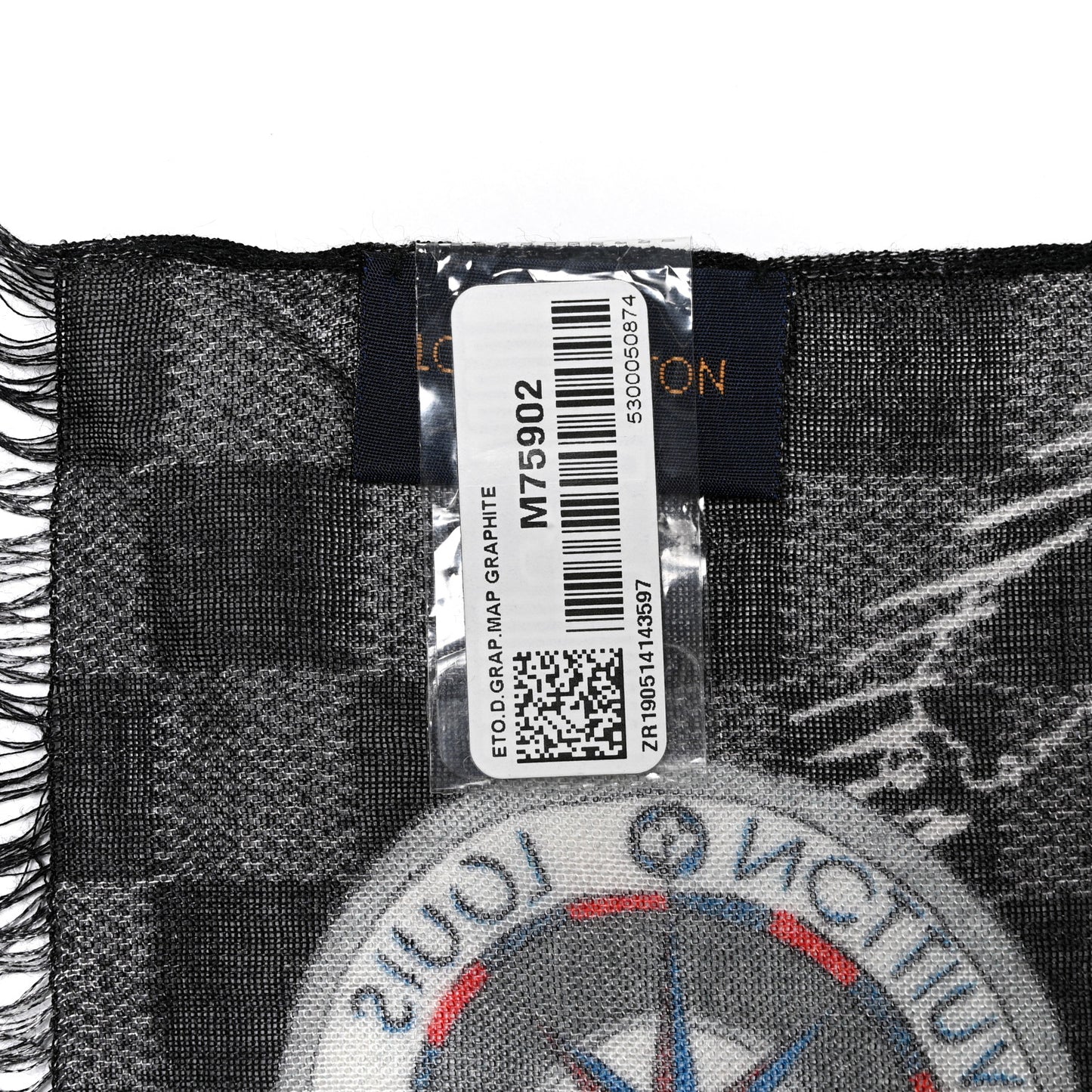 Cashmere Silk Damier Graphite World Map Stole