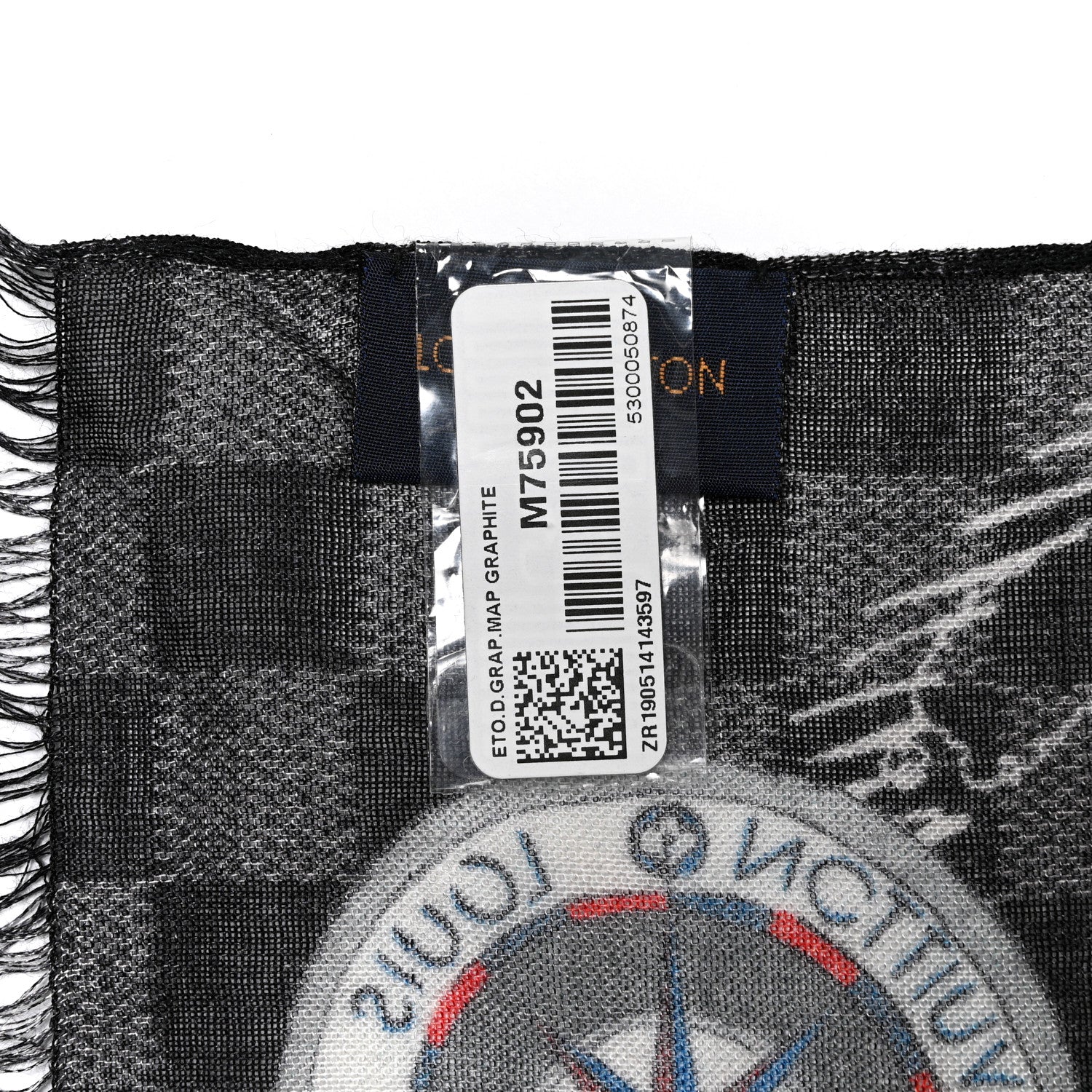 Louis Vuitton Cashmere Silk Damier Graphite World Map Stole 3 of 4