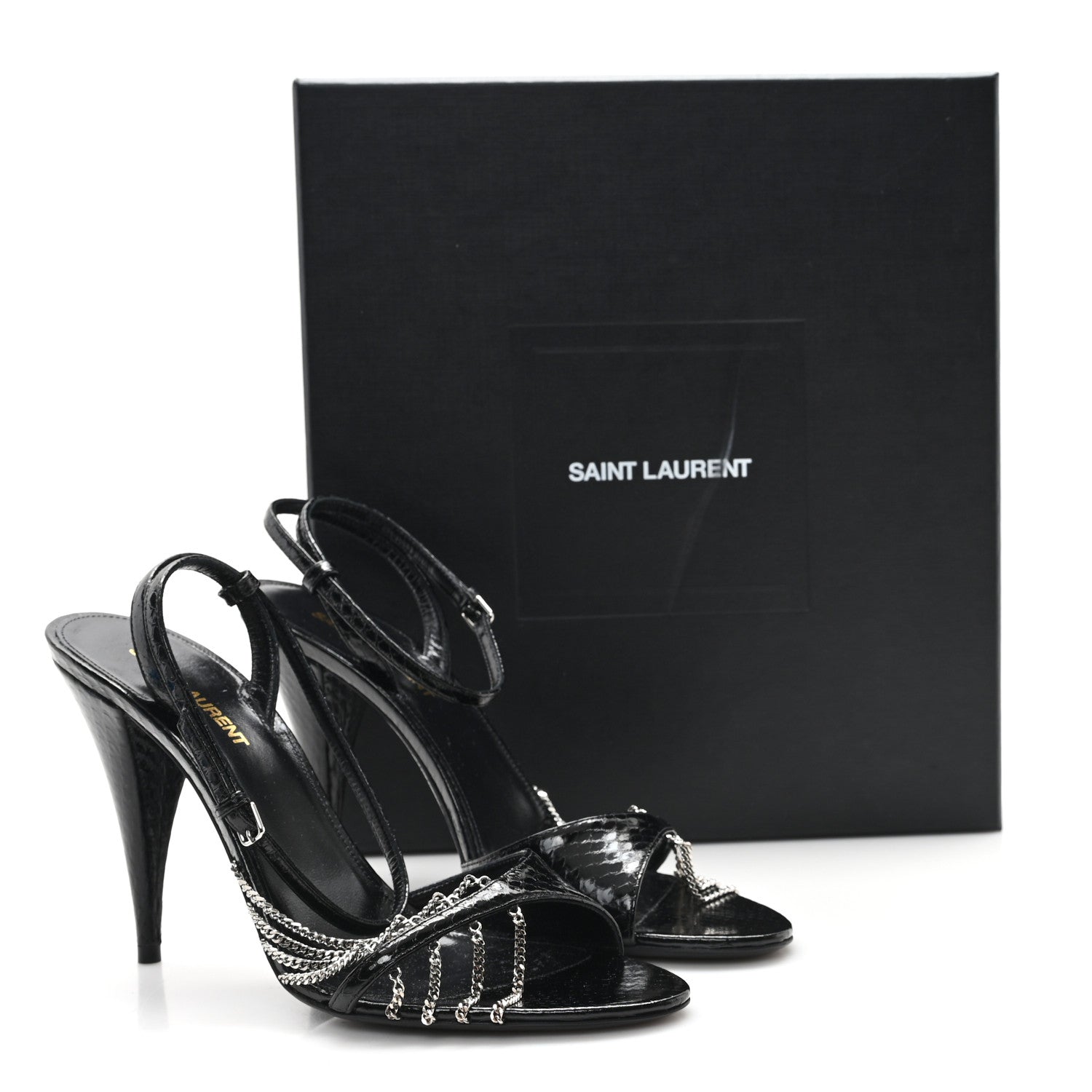 Saint Laurent Ayers Chain Sexy 100 Sandals 39.5 Black 9 of 9
