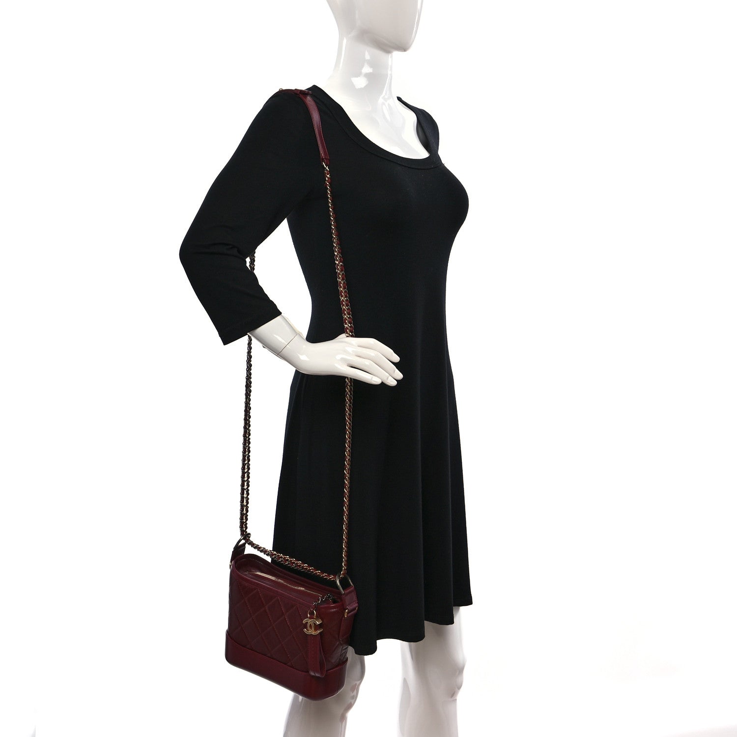 Chanel Aged Calfskin Quilted Small Gabrielle Hobo Burgundy 2 of 9