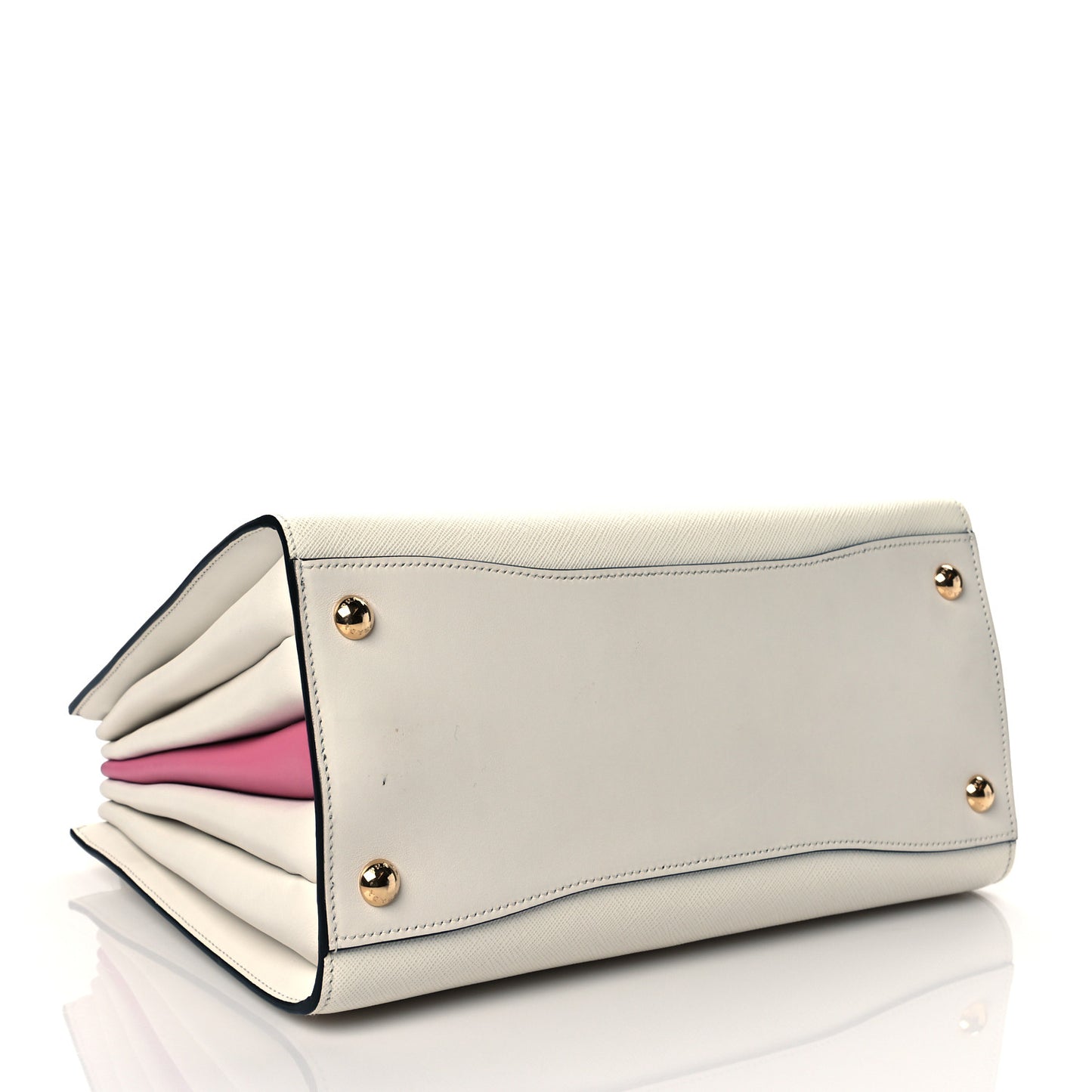 Saffiano City Calfskin Medium Bibliothèque Top Handle Bianco Begon
