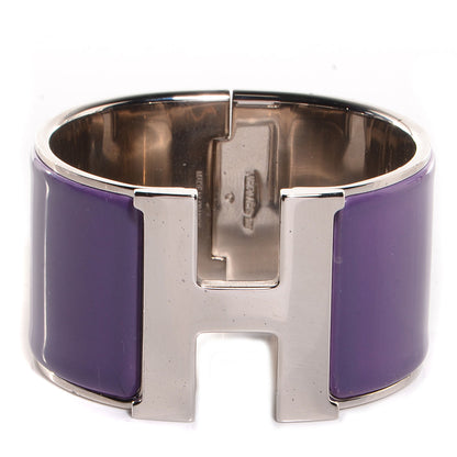 Hermes Enamel Extra Wide Clic Clac H Bracelet PM Pourpre 1 of 4