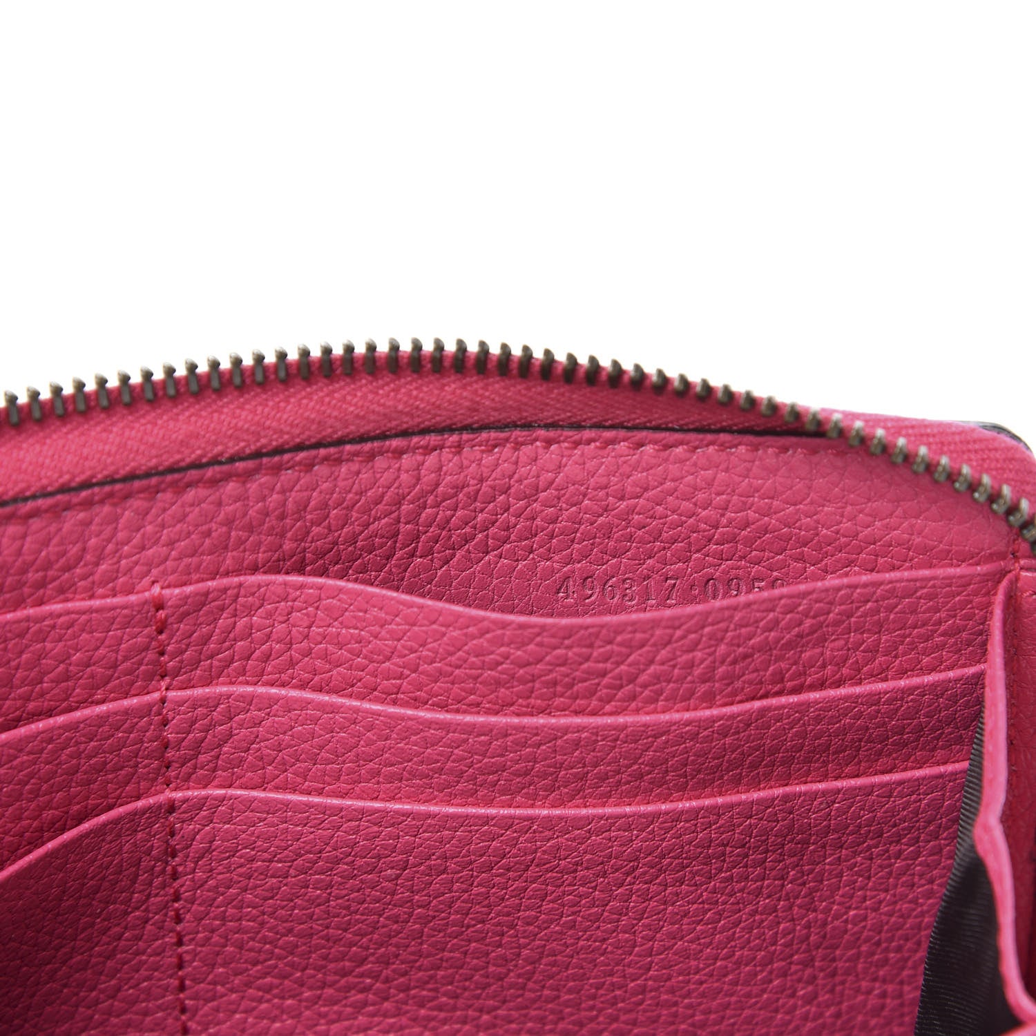 Gucci Grained Calfskin Logo Zip Around Wallet Box Pink Green 8 of 11