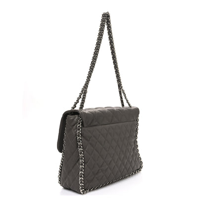 Chanel Washed Lambskin Quilted Chain Around Maxi Flap Taupe 3 of 10