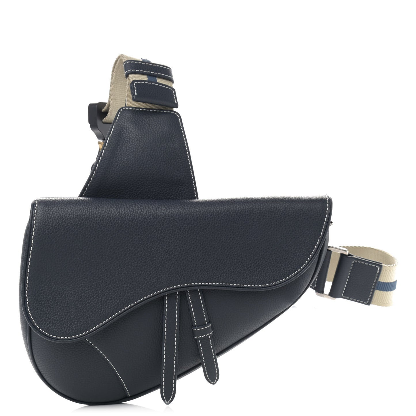 Grained Calfskin Kim Jones Saddle Bag Navy Blue