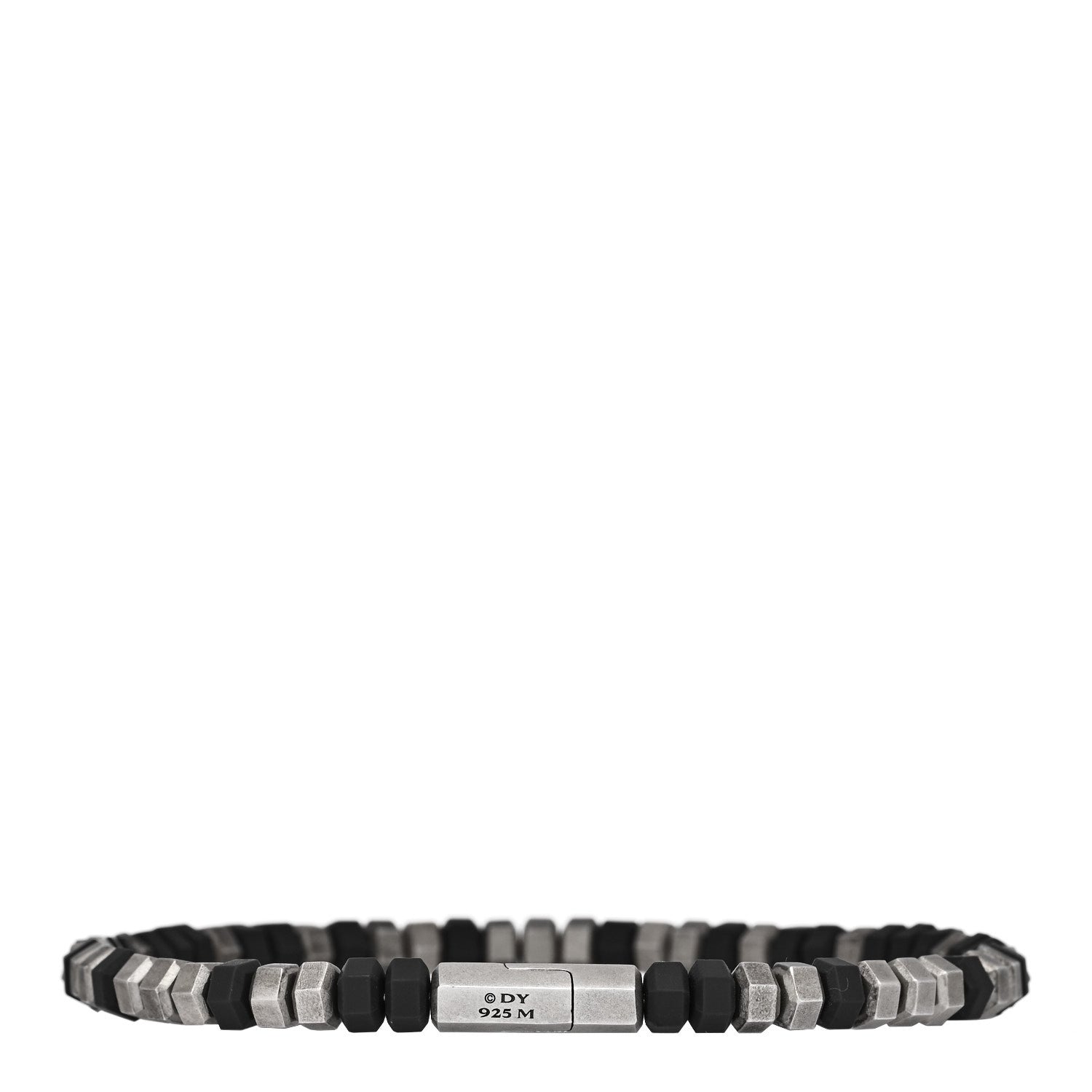 David Yurman Sterling Silver Rubber Hex Bead Bracelet Black 3 of 8