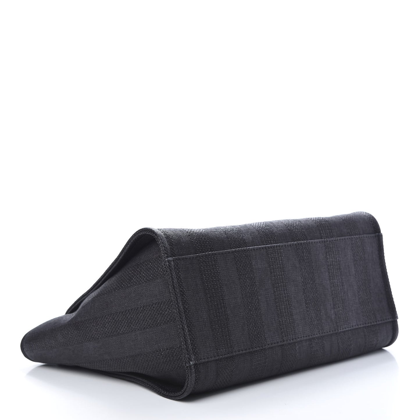 Mixed Fibers Calfskin Striped Medium Deauville Tote Black