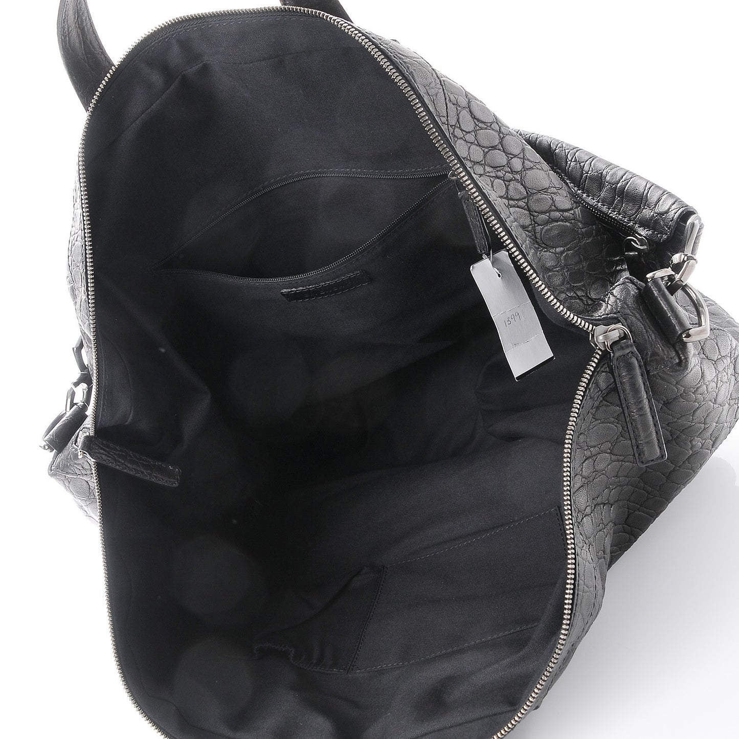 Calfskin Crocodile Embossed Large Nightingale Black