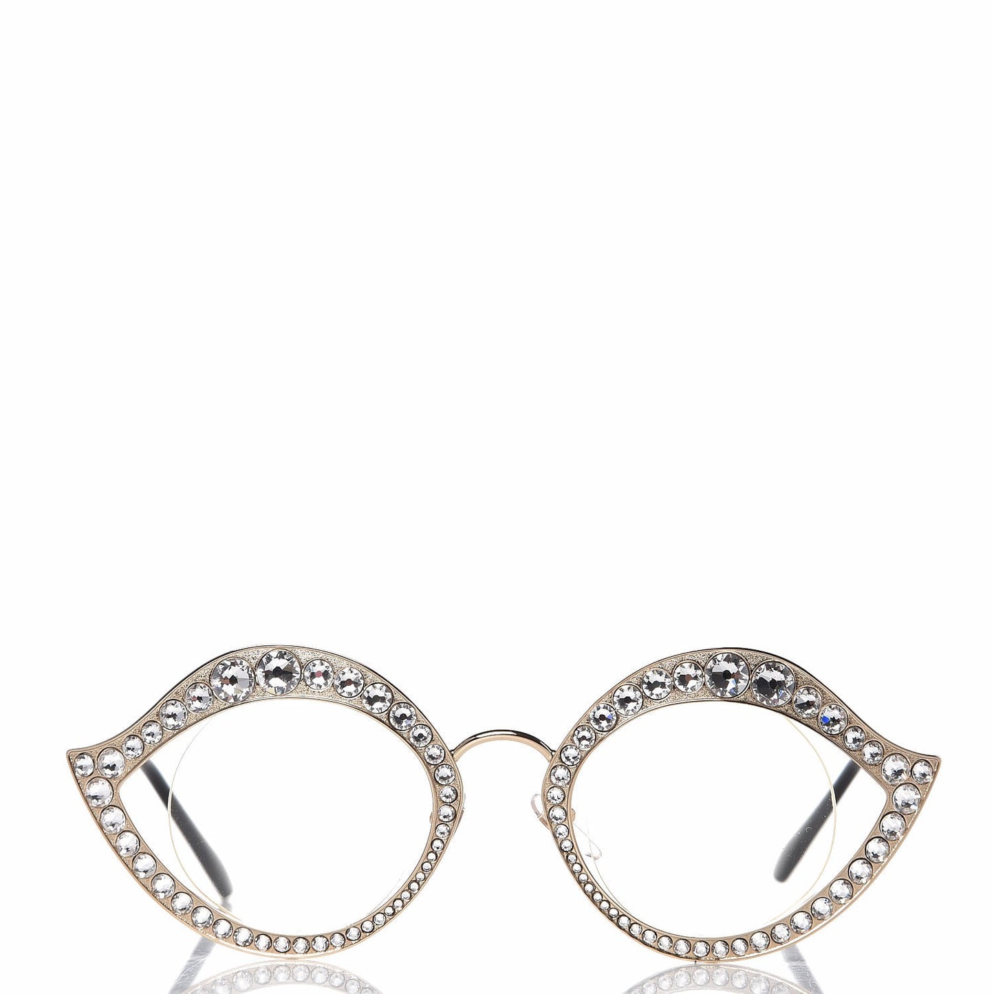 GUCCI Metal Crystal Cat Eye Glasses GG0046S Gold