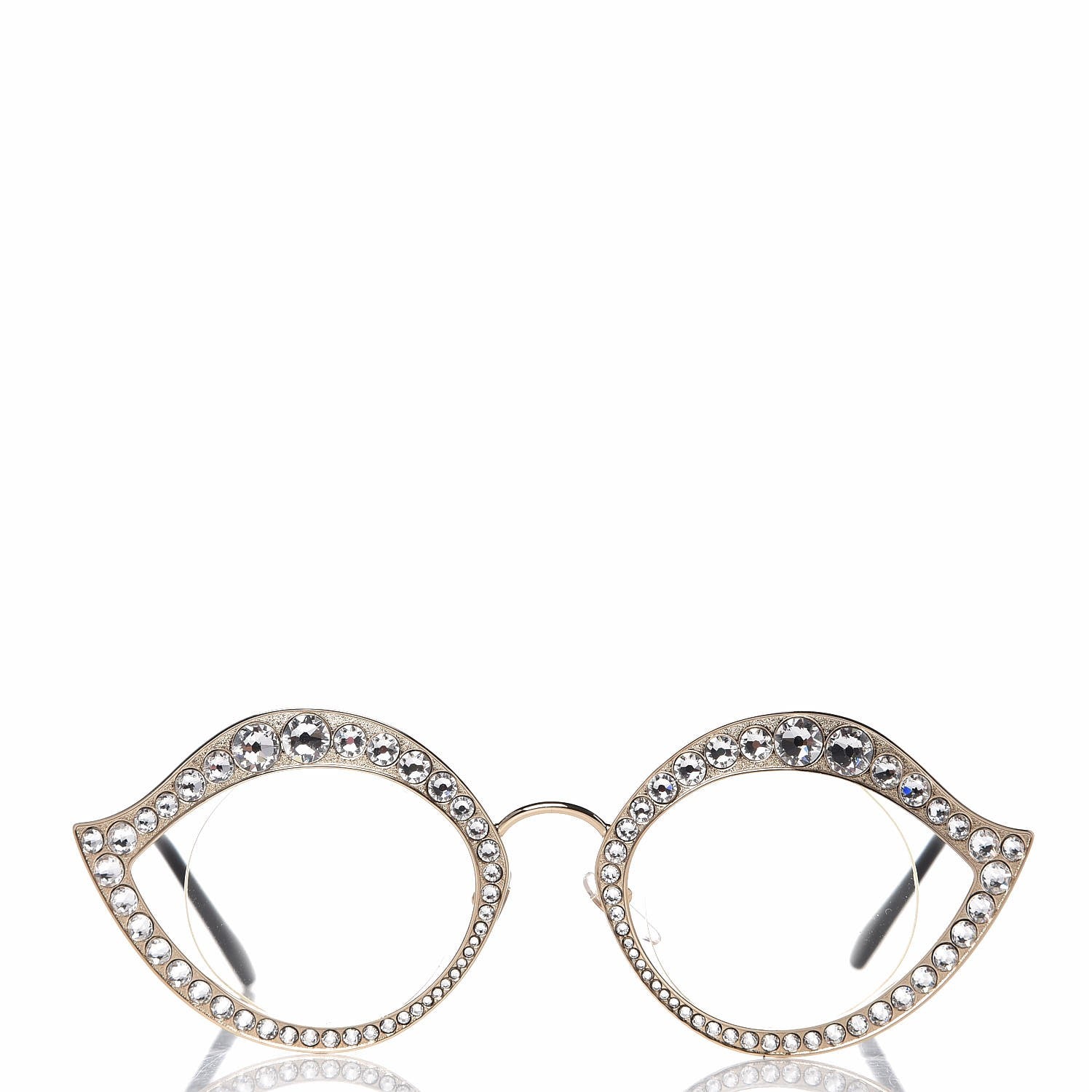Louis Vuitton GUCCI Metal Crystal Cat Eye Glasses GG0046S Gold 2 of 8