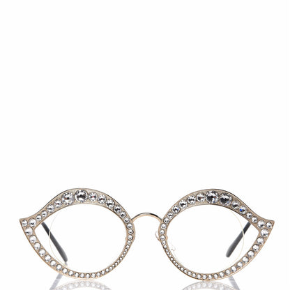 Louis Vuitton GUCCI Metal Crystal Cat Eye Glasses GG0046S Gold 2 of 8