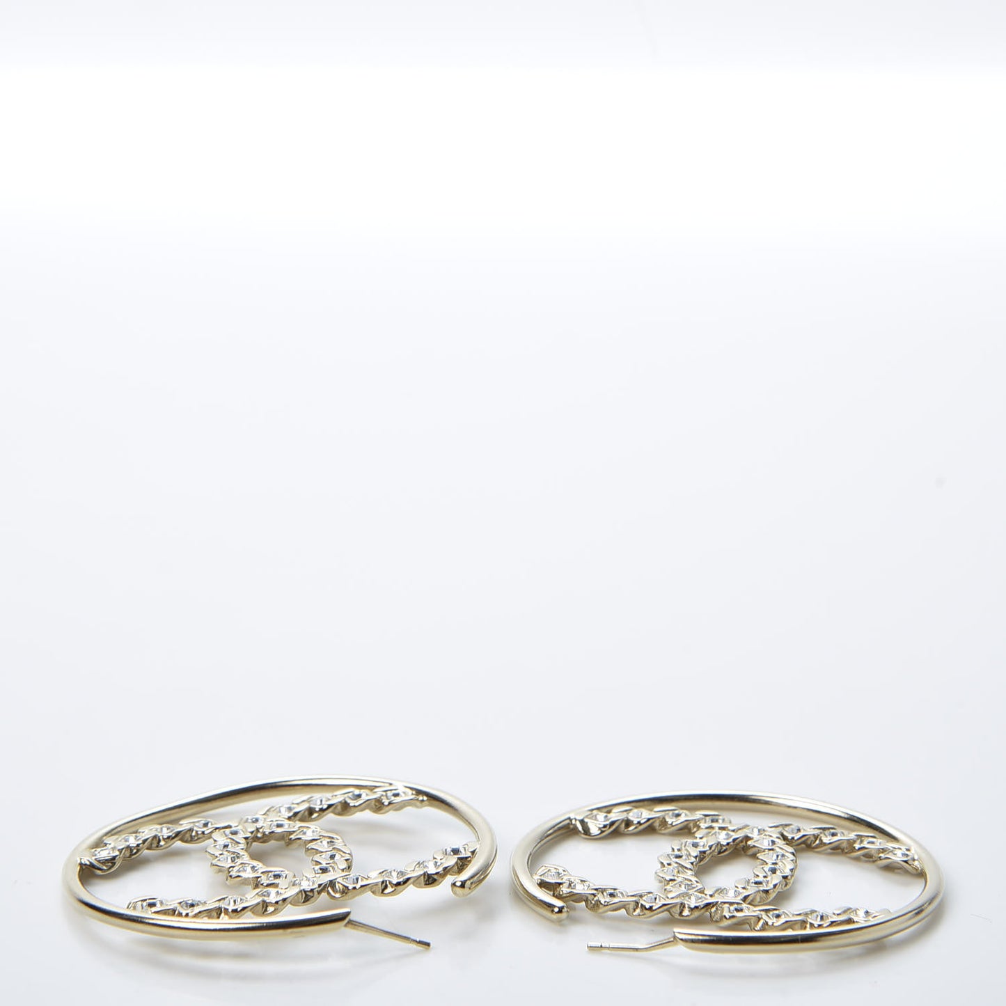 Crystal High Society CC Hoop Earrings Gold