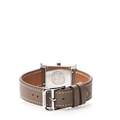 Hermes Stainless Steel Swift 21mm Heure H Hour Quartz Watch Etoupe 3 of 9