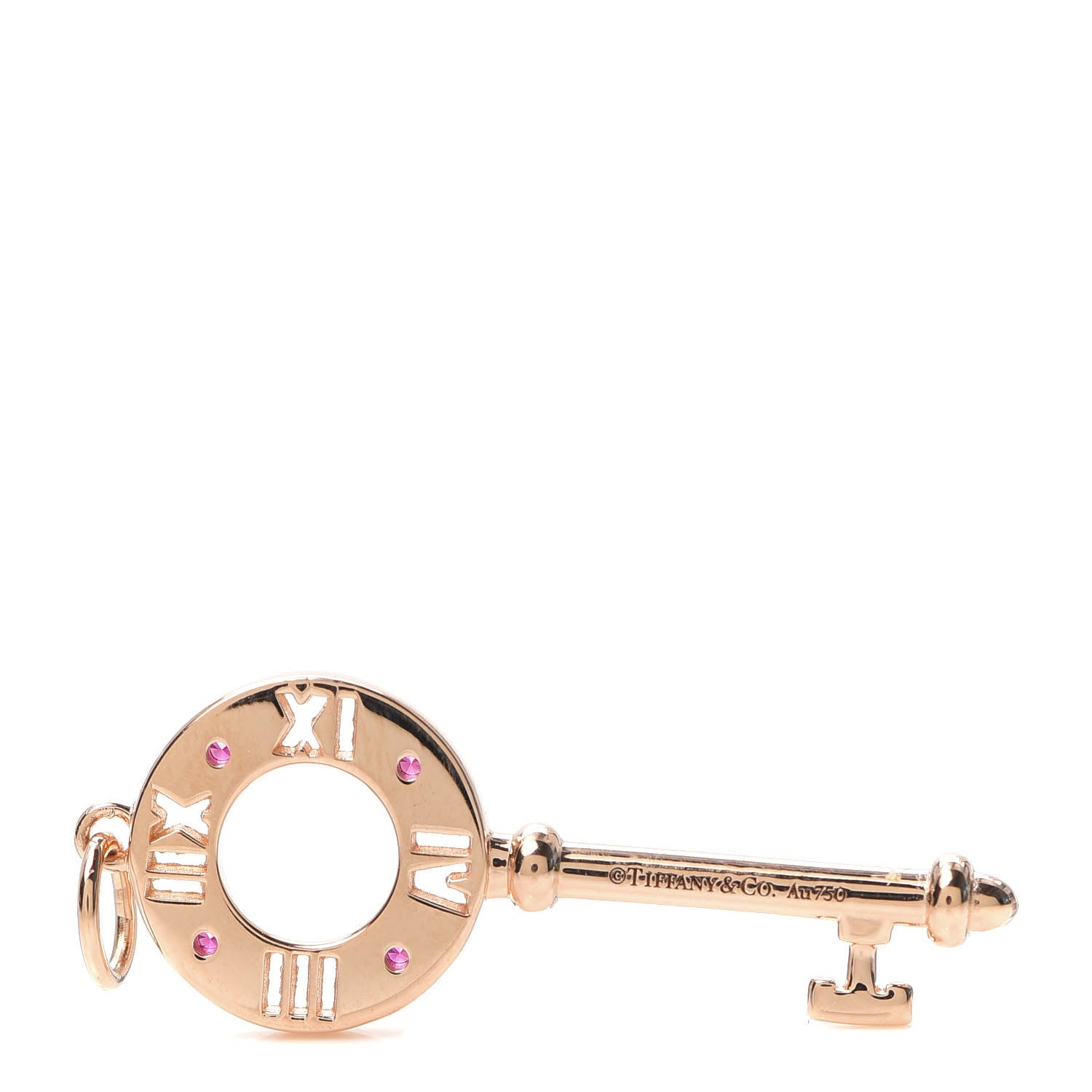 Tiffany 18K Rose Gold Ruby Atlas Pierced Key Pendant 3 of 4