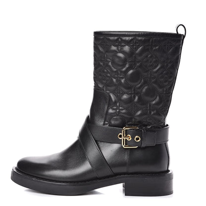 Louis Vuitton Calfskin Embossed Monogram Rebellion Half Boots 37.5 Black 1 of 9