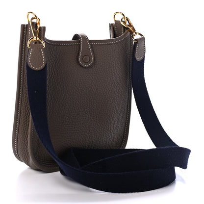 Hermes Taurillon Clemence Amazone Evelyne TPM Etoupe Bleu Indigo 2 of 4