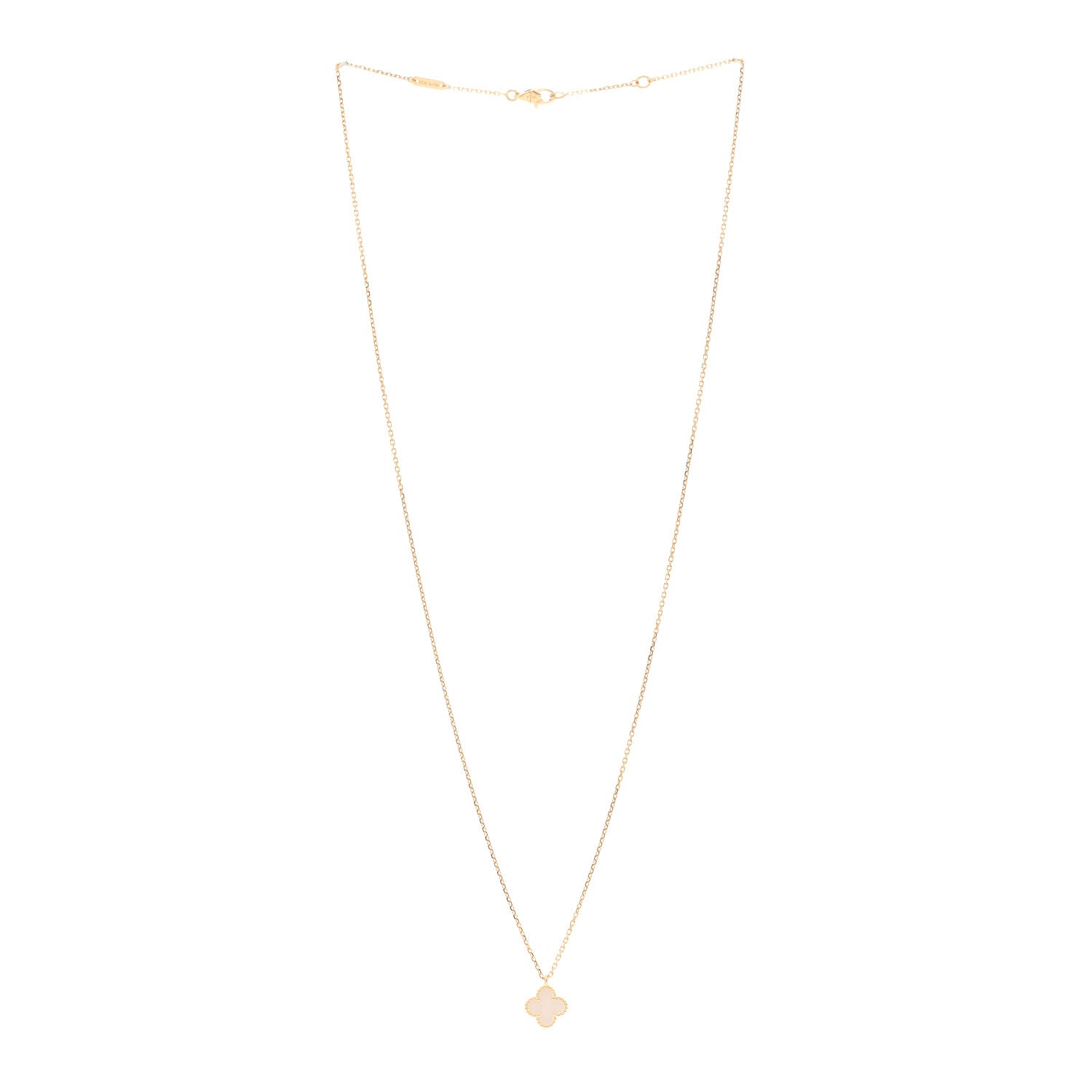 Van Cleef & Arpels 18K Yellow Gold Mother of Pearl Sweet Alhambra Pendant Necklace 3 of 5
