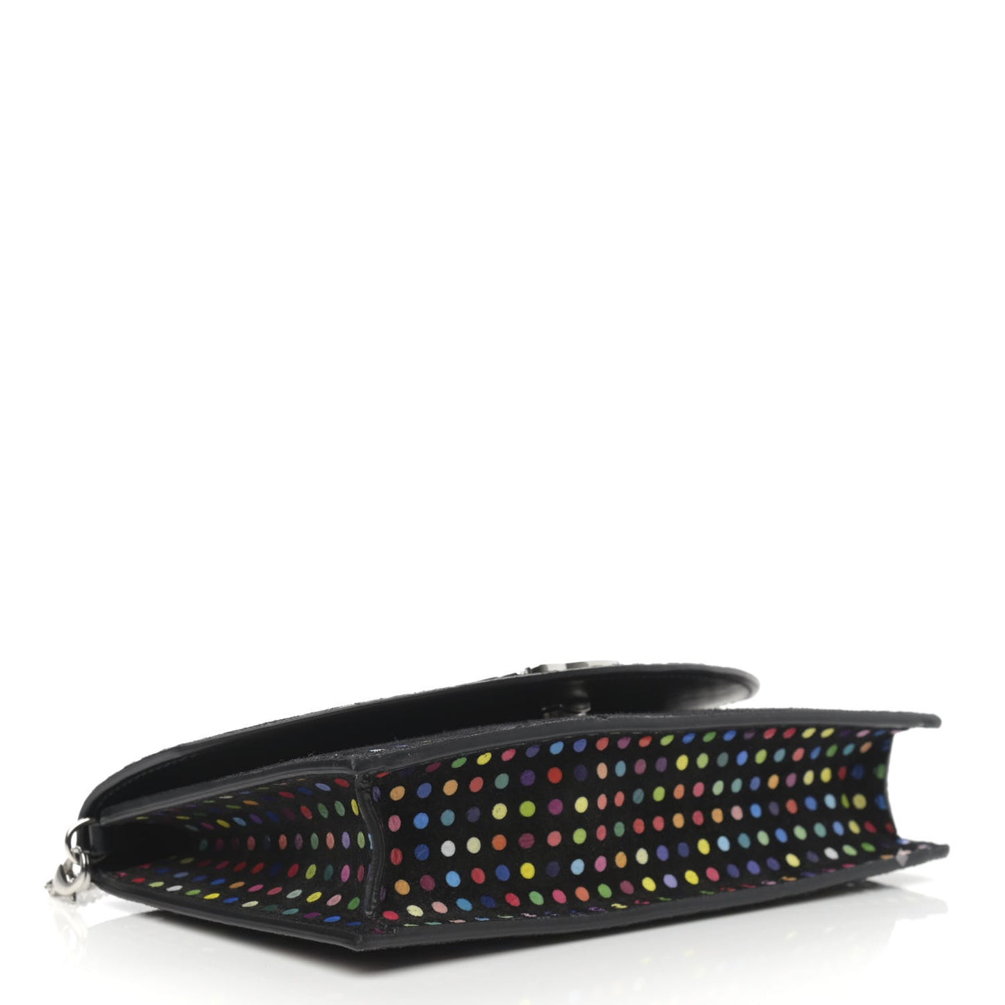Suede Polka Dot Loubi54 Crossbody Clutch Black Multicolor