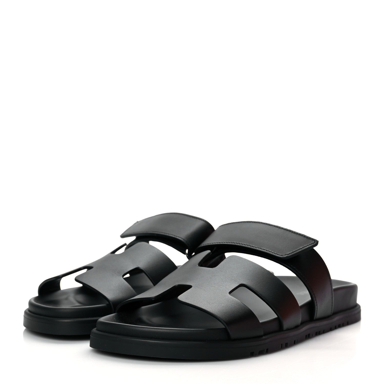 Hermes Calfskin Womens Chypre Sandals 38 Black 3 of 9