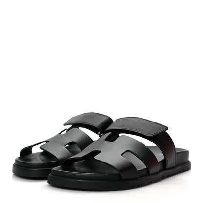 Hermes Calfskin Womens Chypre Sandals 38 Black 3 of 9