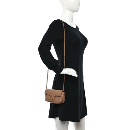 Gucci Calfskin Matelasse Monochrome Super Mini GG Marmont Shoulder Bag Camelia 2 of 10