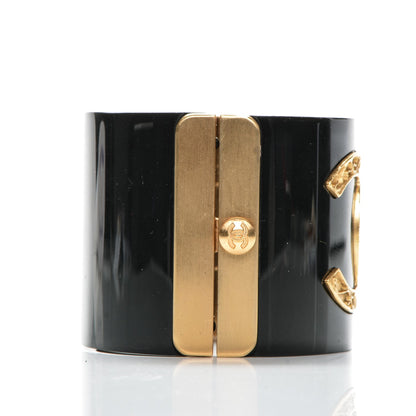 Chanel Resin CC Cuff Black Gold 4 of 5