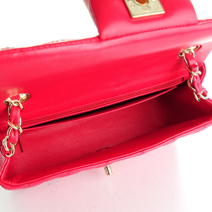 Chanel Lambskin Quilted Mini Rectangular Flap Dark Pink 5 of 8