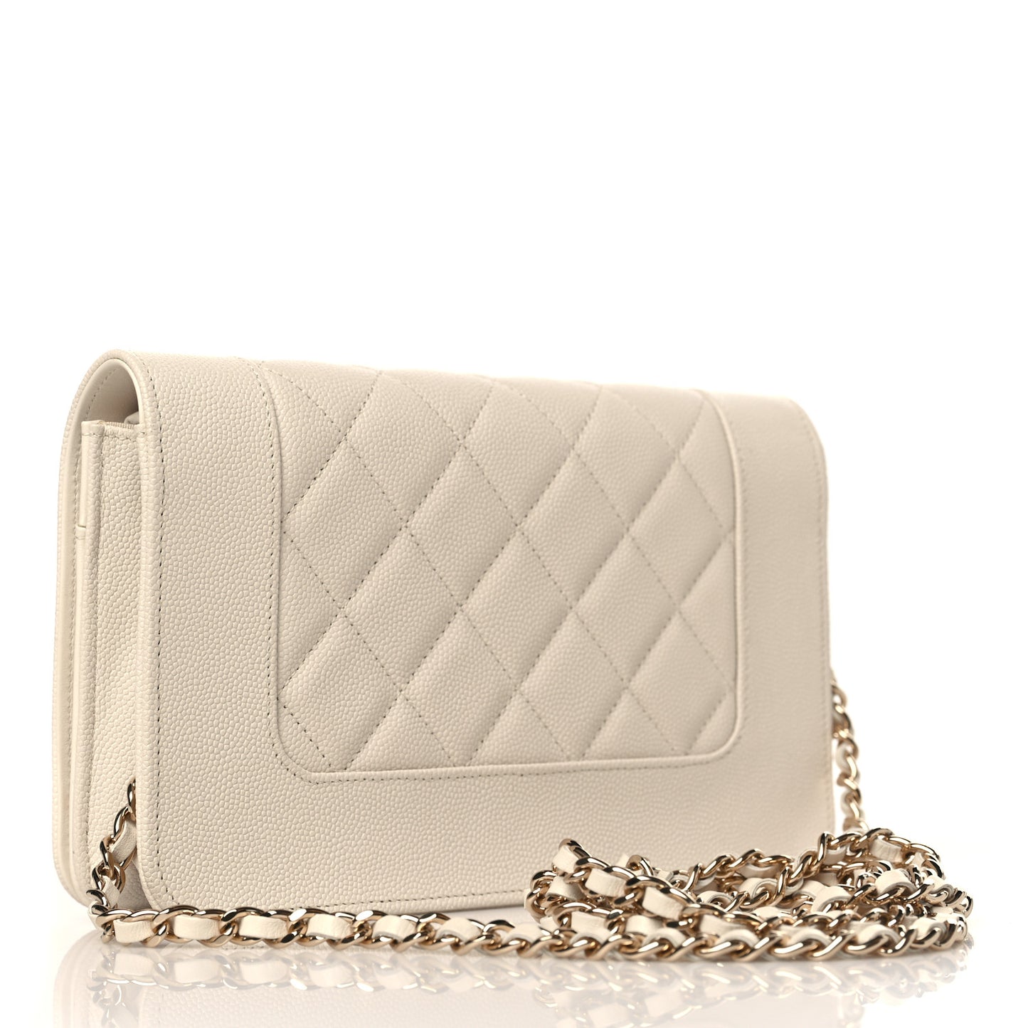 Caviar Quilted Vintage Mademoiselle Wallet On Chain WOC White