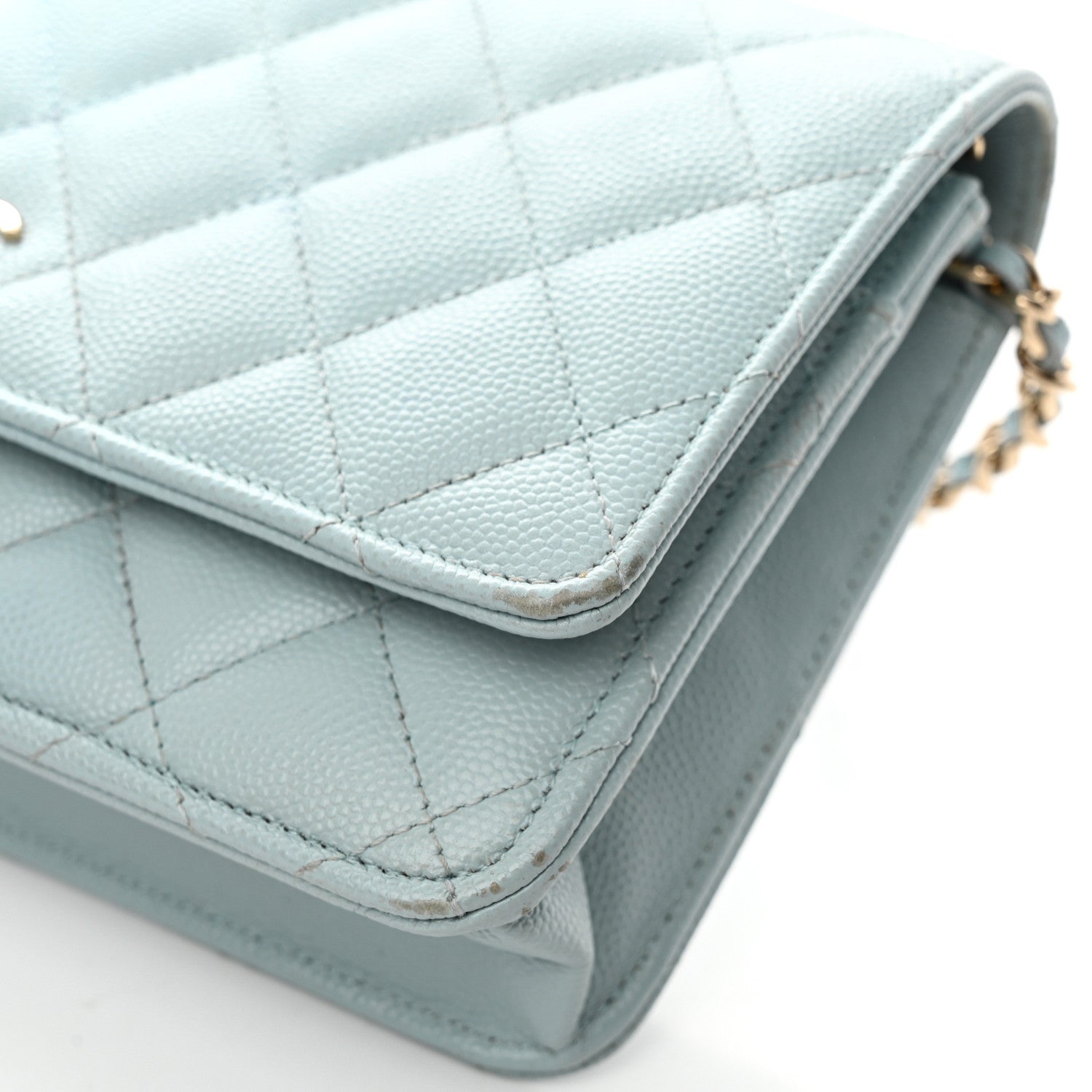 Chanel Caviar Quilted Wallet On Chain WOC Light Blue 13 of 18