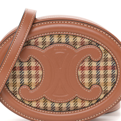Celine Smooth Calfskin Houndstooth Cuir Small Triomphe Oval Purse Crossbody Tan 6 of 9