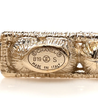 Chanel Crystal Cha-Nel Logo Drop Earrings Gold 4 of 5