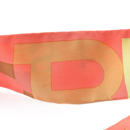 Hermes Silk Capitales Twilly Corail Tilleul Tabac 6 of 6