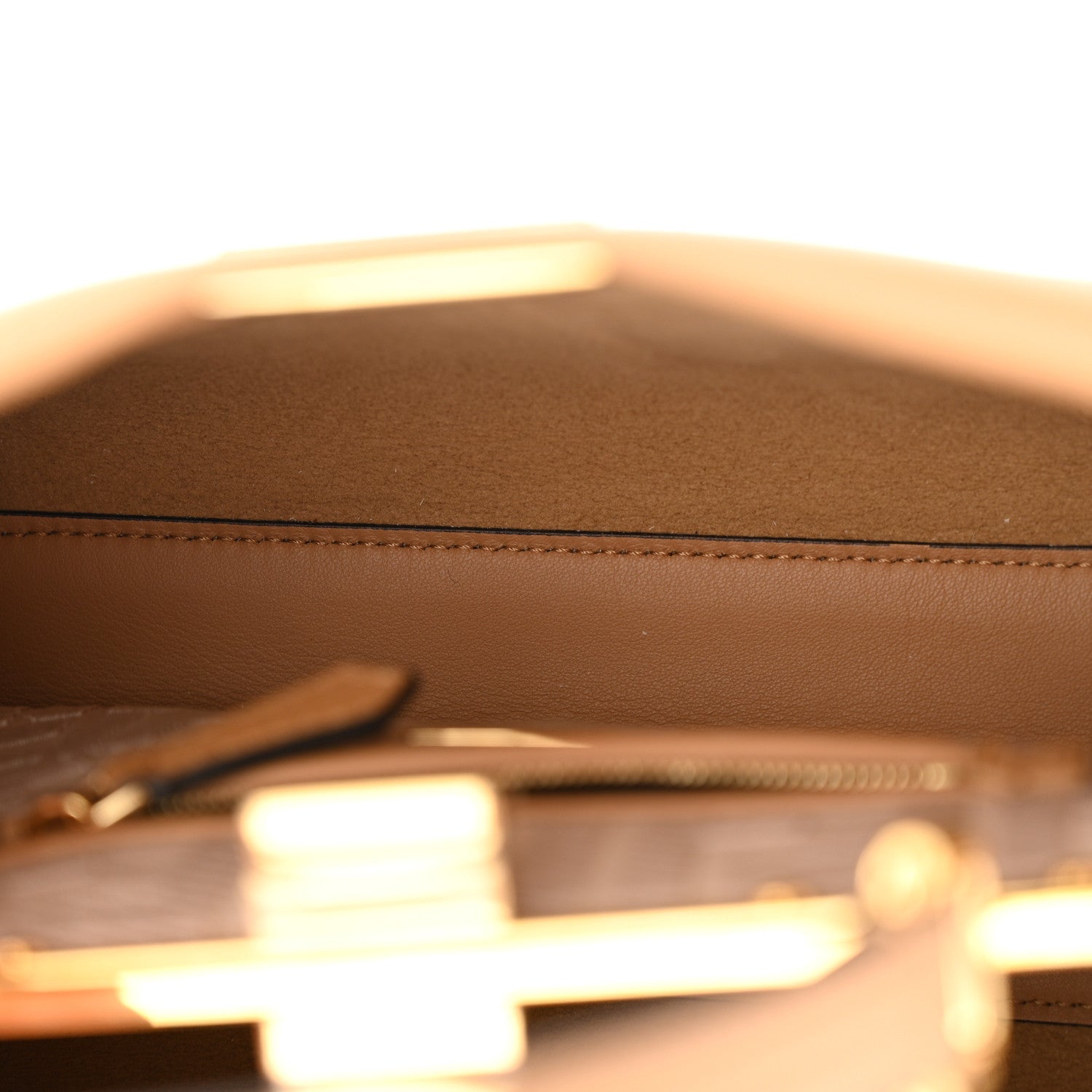 Fendi Vitello Seta Canvas FF Embroidered Mini Peekaboo Iconic Satchel Miele Scuro Poudre 6 of 10