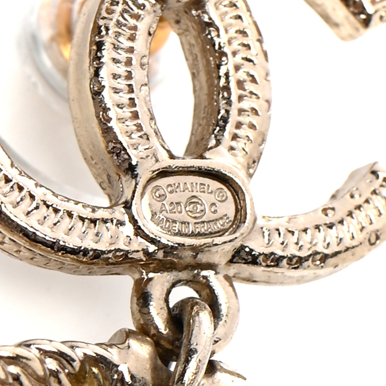 Chanel Crystal Pearl Chanel Charms CC Drop Earrings Gold 4 of 6
