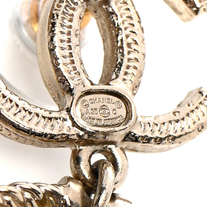 Chanel Crystal Pearl Chanel Charms CC Drop Earrings Gold 4 of 6