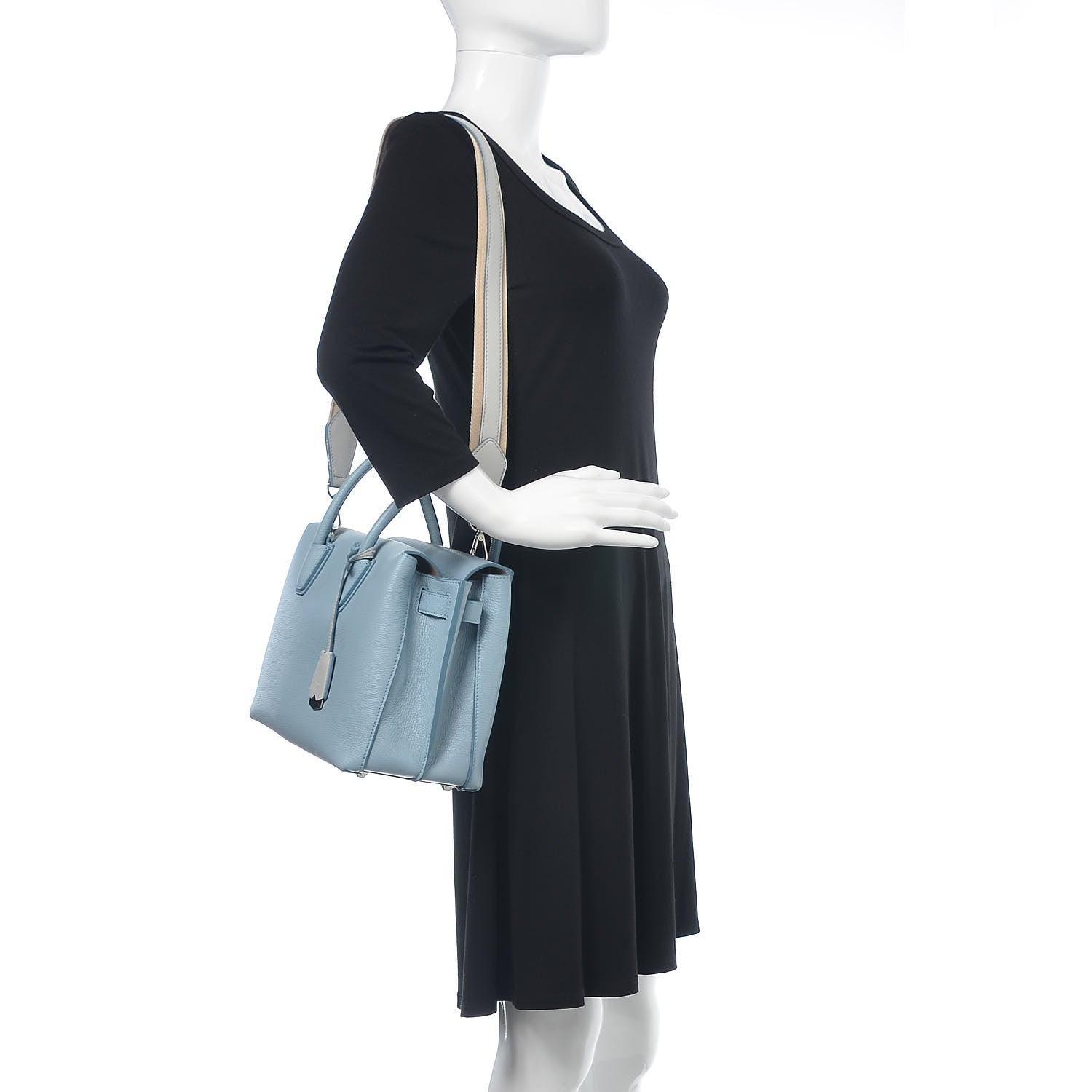 MCM Grained Calfskin Medium Milla Tote Sky Blue 2 of 8