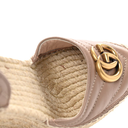 Gucci Nappa Matelasse GG Marmont Ankle Wrap Platform 35/120mm Espadrille Wedges 35 Porcelain Rose 9 of 13
