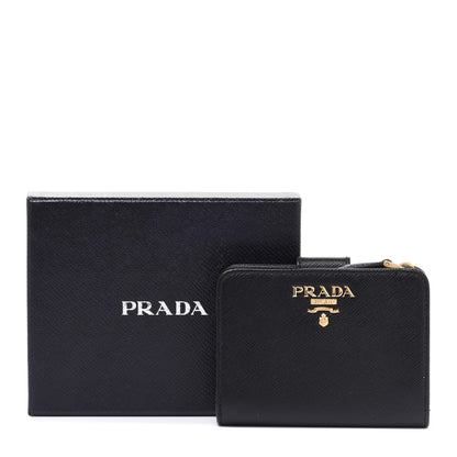 Prada Saffiano Metal Compact Wallet Black 8 of 8