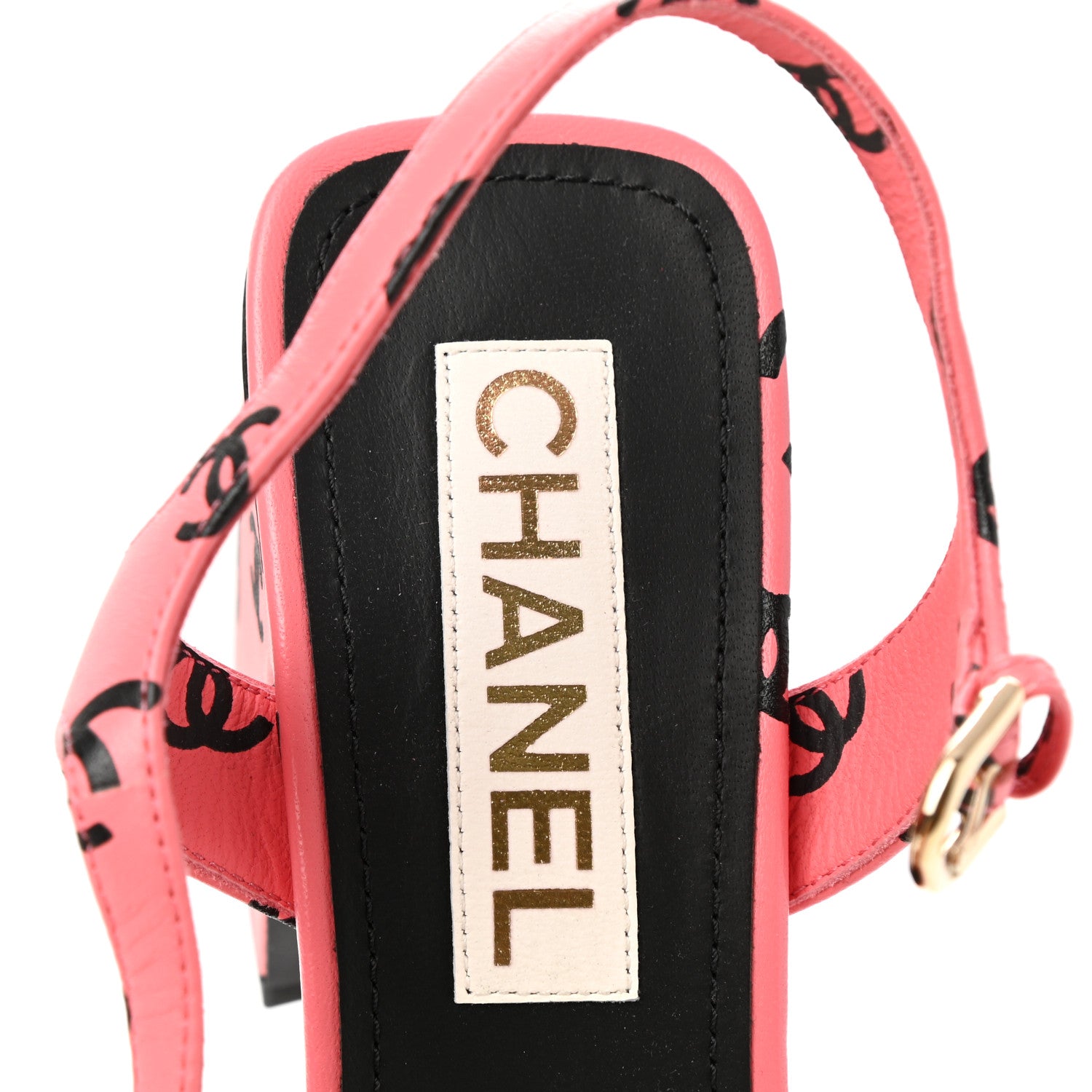 Chanel Printed Lambskin CC Sandals 40 Pink Black 7 of 10
