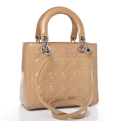 Christian Dior Patent Cannage Medium Lady Dior Beige 3 of 14