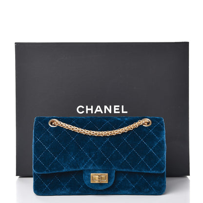 Chanel Velvet Quilted 2.55 Reissue 225 Flap Blue 9 of 9
