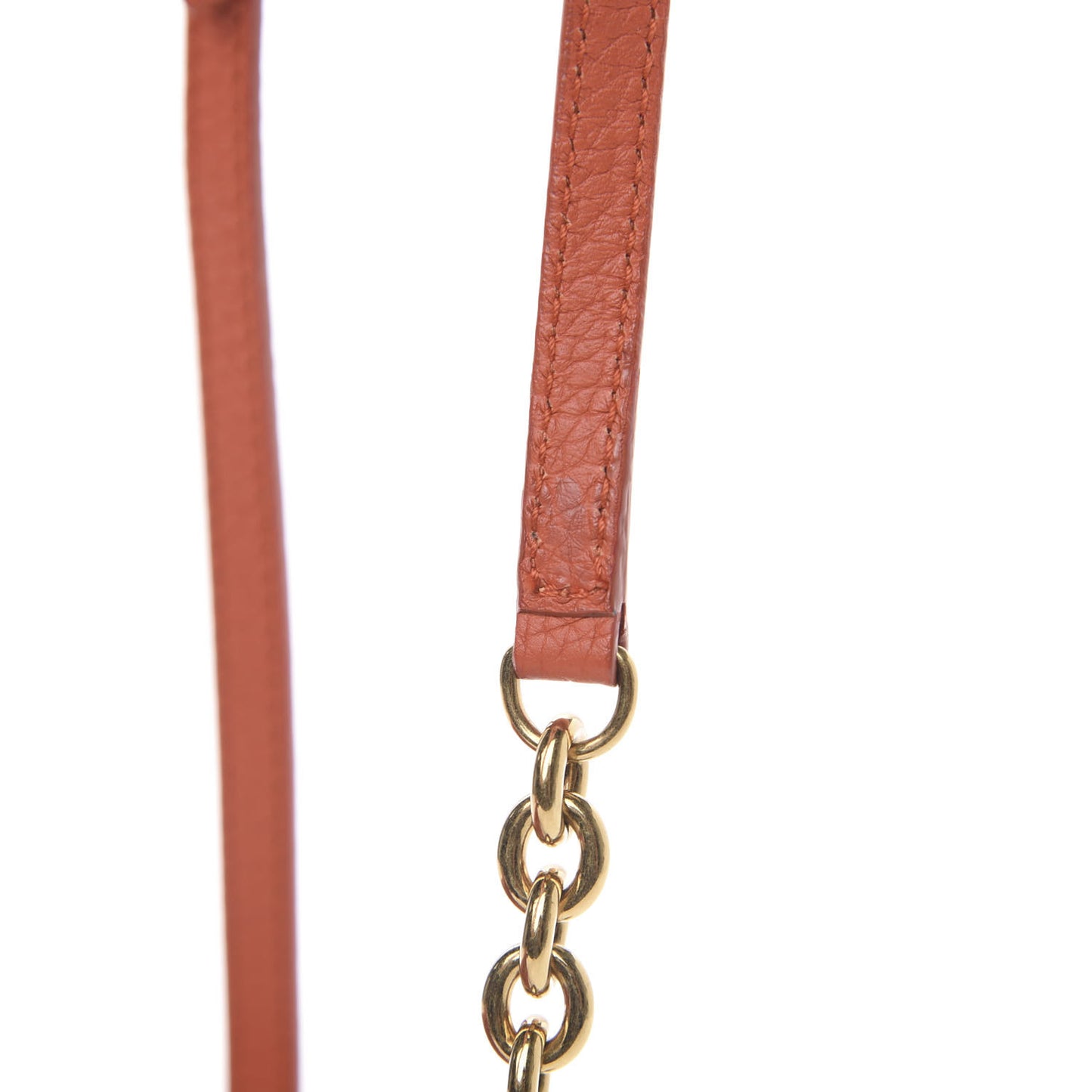 Calfskin Logo Embossed Chain Wallet Orange
