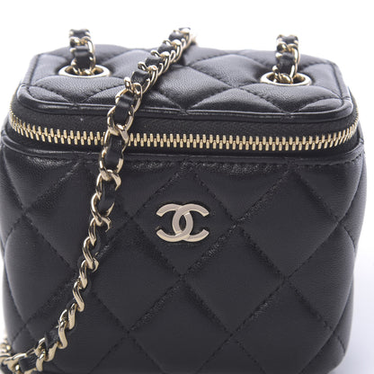 Chanel Lambskin Quilted Mini Vanity Case With Chain Black 9 of 10