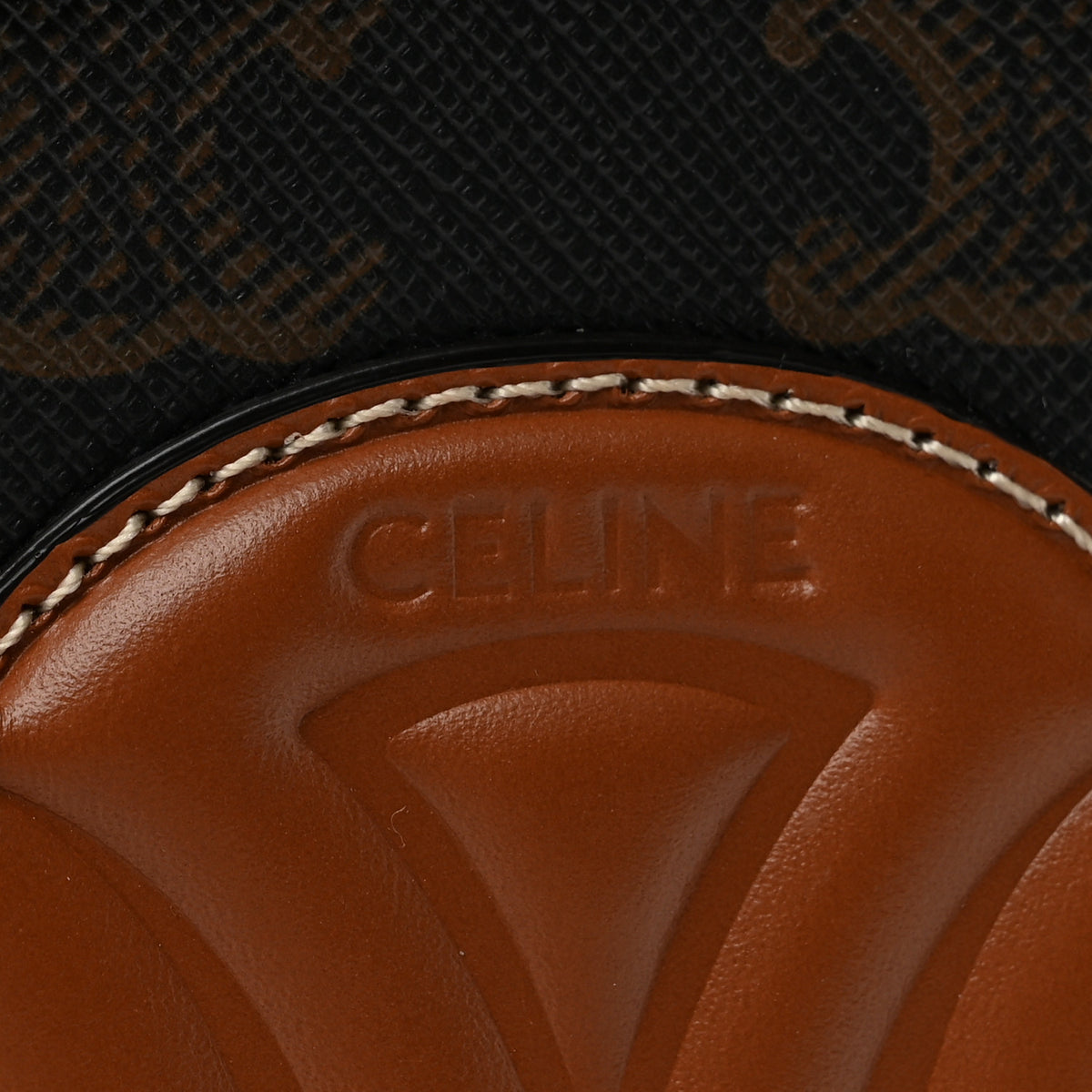 Celine Canvas Calfskin Cuir Triomphe Oval Purse Crossbody Tan 6 of 12