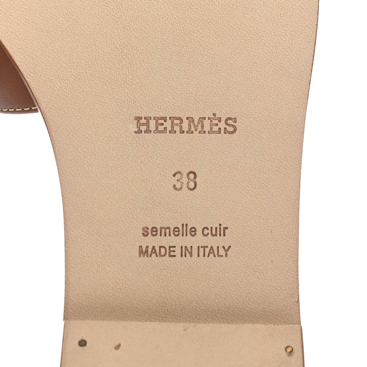 Hermes Box Calfskin Oran Sandals 38 Gold 6 of 8