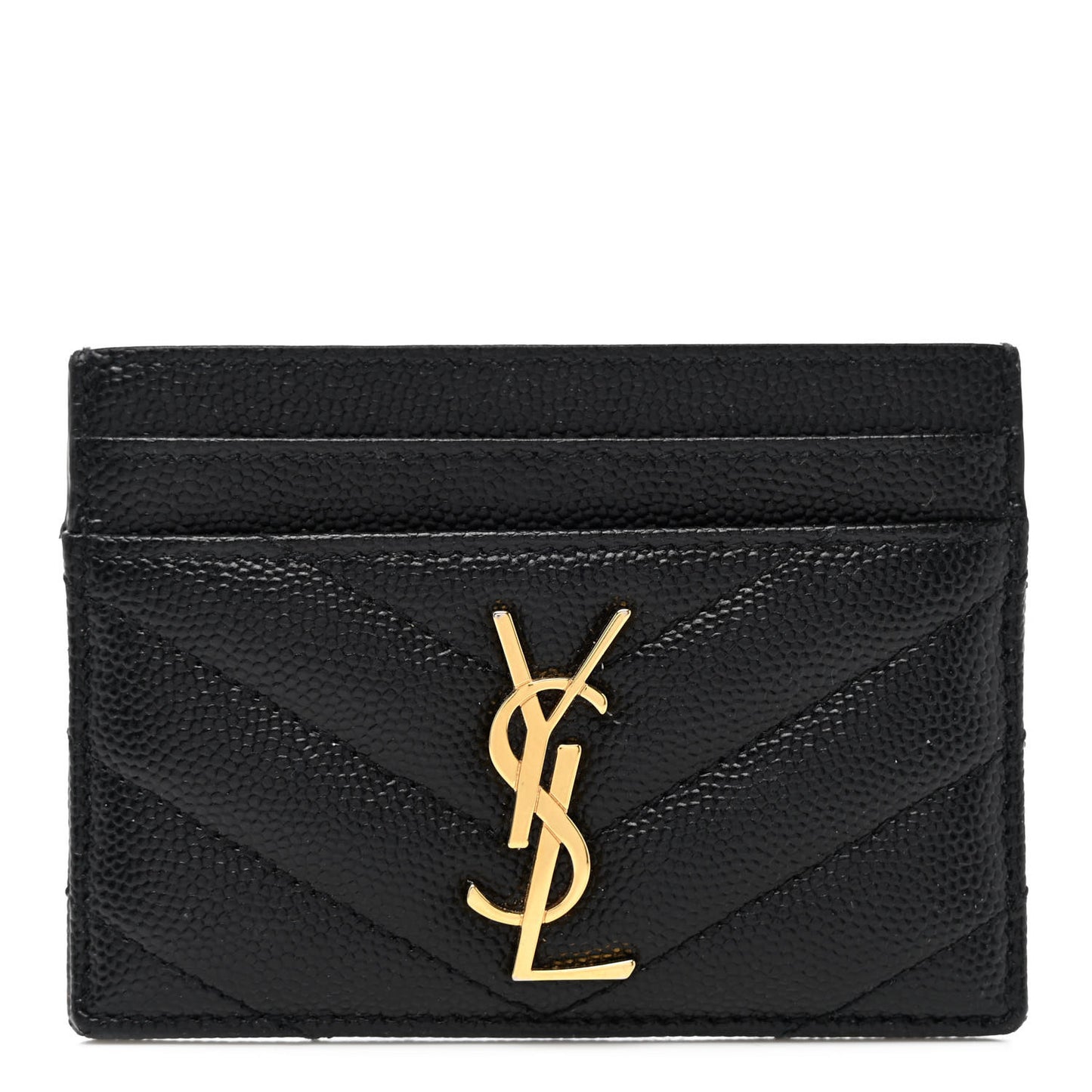 Grain De Poudre Matelasse Chevron Monogram Credit Card Case Black